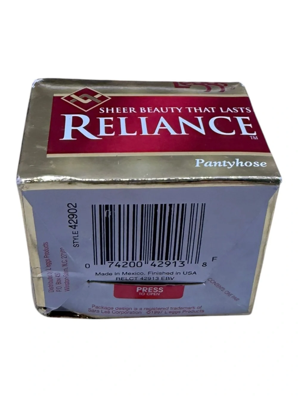 1997 L'eggs RELIANCE Control Top Enhanced Toe NAVY Size B Sheer Pantyhose 42913
